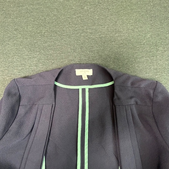 Umgee Waterfall Navy Open Blazer with Zipper and Turquoise Details Size M - Picture 3 of 10